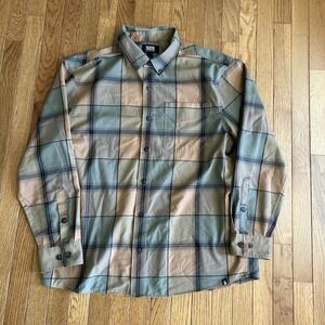 Alaskan Hardgear Shirt Mens Large Brown Plaid Check Button Relaxed Fit
